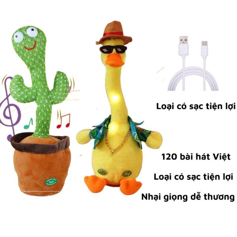 Vịt Nhảy Múa Biết Hát & Cây Xương Rồng Nhại Giọng Sạc Điện - Đồ Chơi Hottrend Vui Nhộn