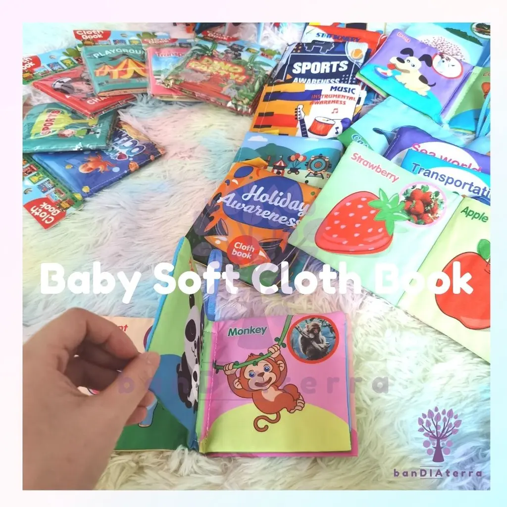 Bandiaterra Buku Bantal Bayi/Mainan Bayi Softbook/Cloth Book/Fabric Book/Buku Kain Edukasi Bayi
