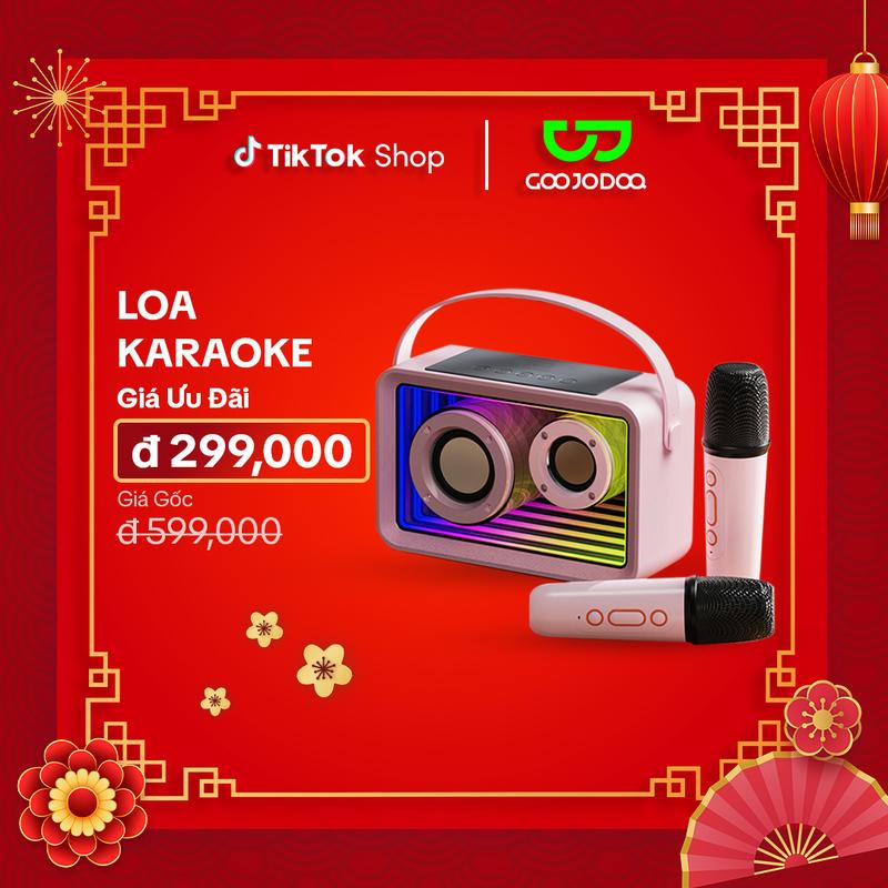 Loa bluetooth mini karaoke kèm mic GOOJODOQ TWS Bluetooth 5.3 Hỗ trợ Thẻ TF ghép nối 4 chế độ giọng nói Bass cực mạnh PHÙ HỢP LÀM QUÀ TẾT, QUÀ CHO NGƯỜI YÊU Nghe Nhạc Kem