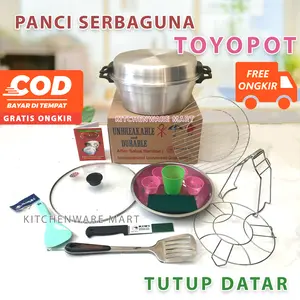Panci serbaguna tutup datar - toyopot free tutup kaca - panci ajaib - Panci Tatung - Kukusan