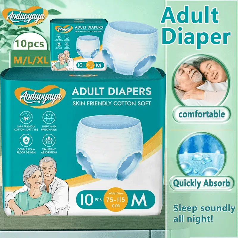10pcs/1pack  Adult Diapers Pants Soft Pull Up Adult Diapers Size M/L/XL