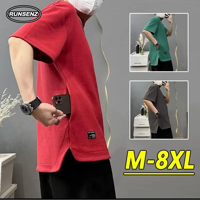 Tiktok recommendation men's short sleeve T-shirt, Korean design pocket shirt, simple, loose, casual, large size, shirt, M -8XL Menswear Top