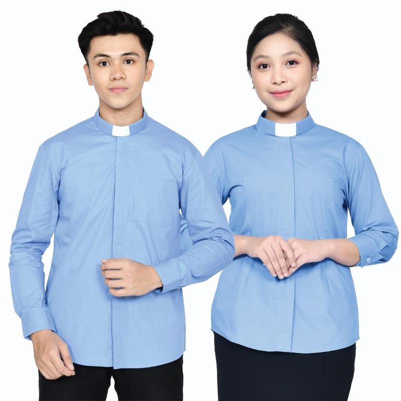 Pendeta - New Kemeja Collar Biru Langit - Japanese Cotton - Jos Miracle Bandung - Miracle - JMB Pria Baju 0