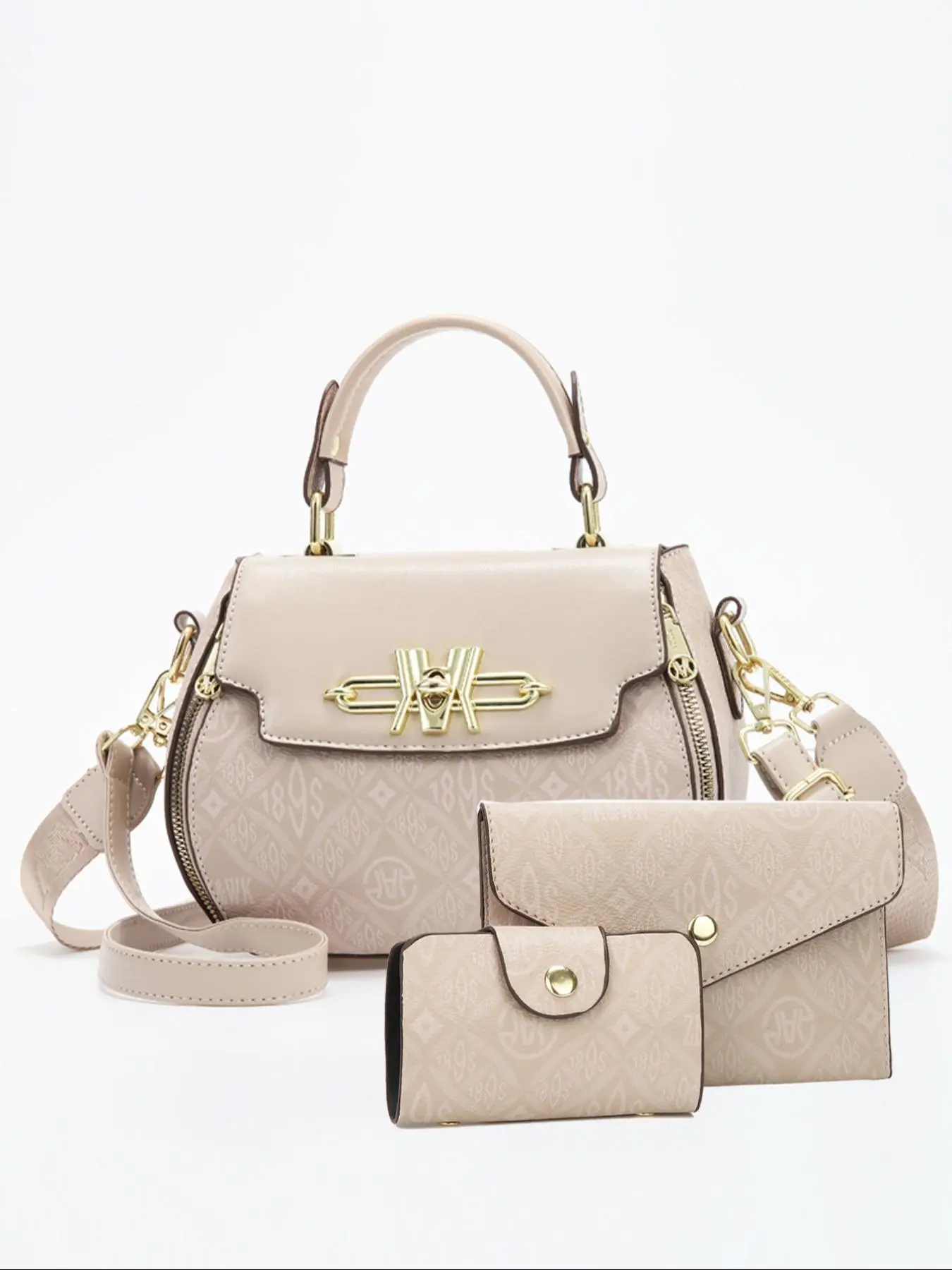 Women's Fashionable All Over Print Handbag & Wallet & Pouch Set, Casual Versatile Zipper Crossbody Bag Set, Trendy High-quality Daily Commuting Bag Set