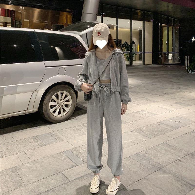 Bộ Đồ Ba Mảnh, Phong Cách Hàn Quốc Mới Mùa Xuân Và Mùa Thu, Phong Cách Preppy Đường Phố Ngọt Ngào Bộ Đồ Thể Thao Thời Trang Thường Ngày Dáng Rộng Rãi, Dành Cho Nữ 3