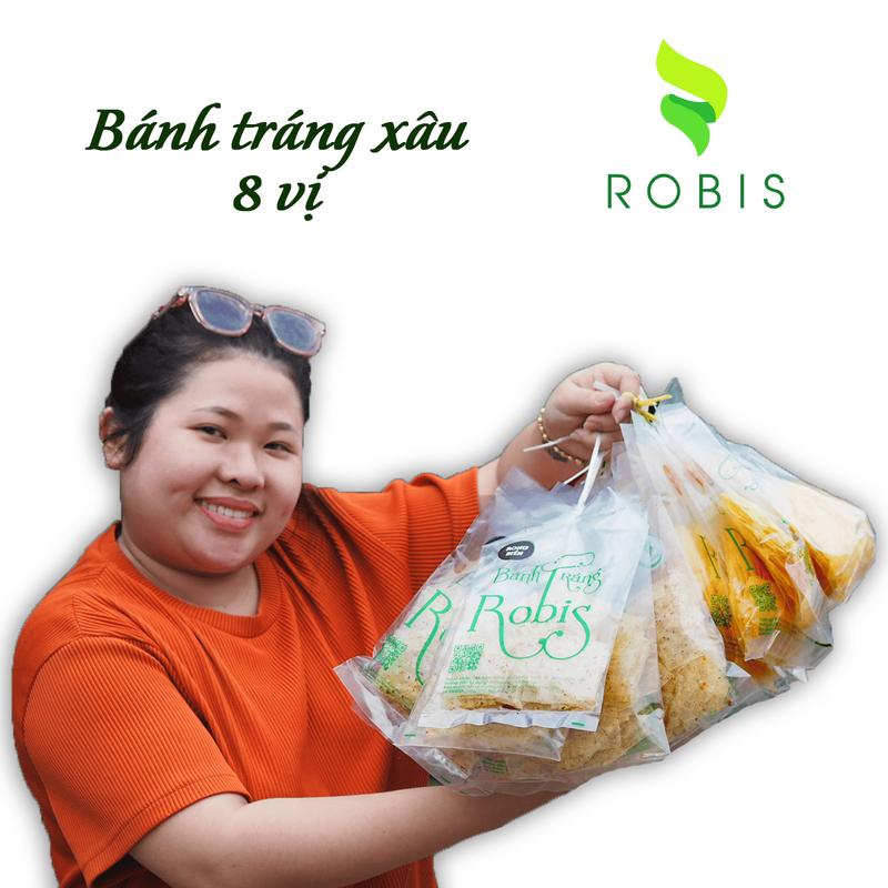 Xâu Bánh tráng Robis ăn vặt siu ngon. Đồ ăn vặt Snacks Food mứt  chuối 1