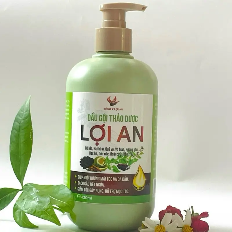 Dầu Gội thảo dược Lợi An hỗ trợ nuôi dưỡng mái tóc và da đầu sạch gàu,hết ngứa ,giảm toc gãy rụng hỗ trợ mọc tóc
