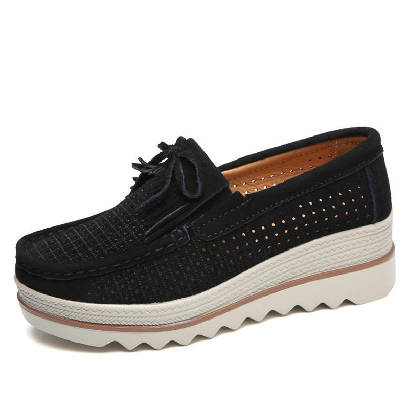 Product Introduction of Women Shoes New Spring Platform Flats Sneakers Women Suede Leather Women Casual Shoes Slip On Flats Heels Creepers Moccasins 7