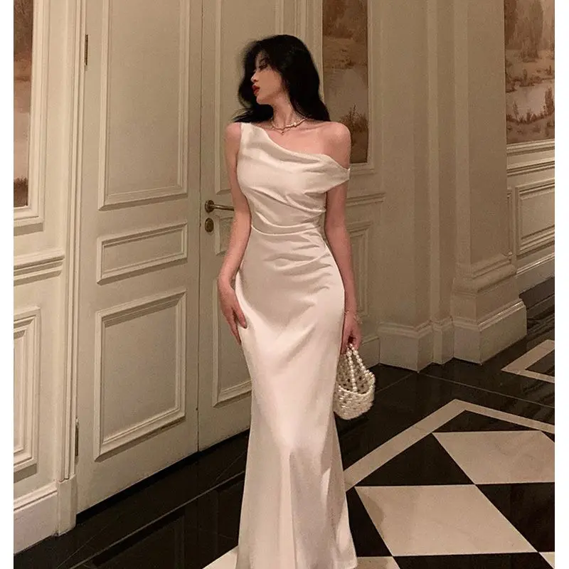 French Style Socialite Elegant Asymmetric Shoulder Satin Swing Collar Dress for Women Autumn Hot-Selling High-End Mermaid Evening Gown Long Dress ATK dress mother wedding konah prom dress norwegian prom dresses - TikTok French Style Socialite Elegant Asymmetric Shoulder Satin Swing Collar Dress for Women Autumn Hot-Selling High-End Mermaid Evening Gown Long Dress ATK dress mother wedding konah prom dress norwegian prom dresses - TikTok