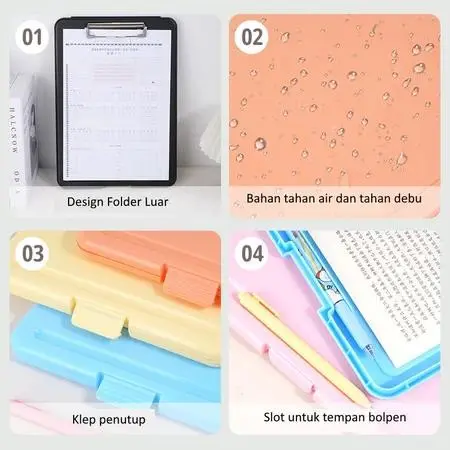 Clipboard + Storage Alas Papan Ujian / Papan Jalan 2in1 / Clipboard 2 in 1 / Clip Board A4 3