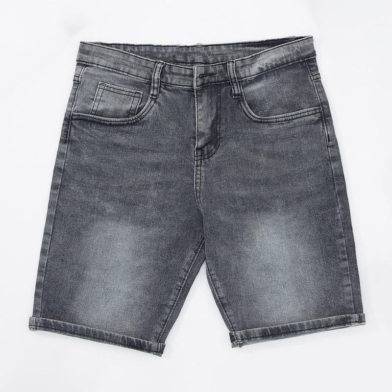 Quần short đùi jean nam xám nhạt trơn không rách gối chất bò cao cấp co dãn 4 chiều cực đẹp mẫu mới