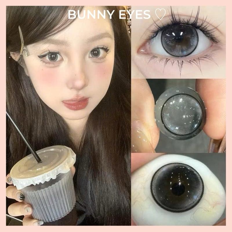  Kính Áp Tròng Lens Xám Viền Đen Mỏng Michelle Gray Size 14.5mm Độ Cận Từ 0.00 Đến 6.00 Độ  Tặng Kèm Khay Dụng Cụ Đeo  - Bunny Eyes 