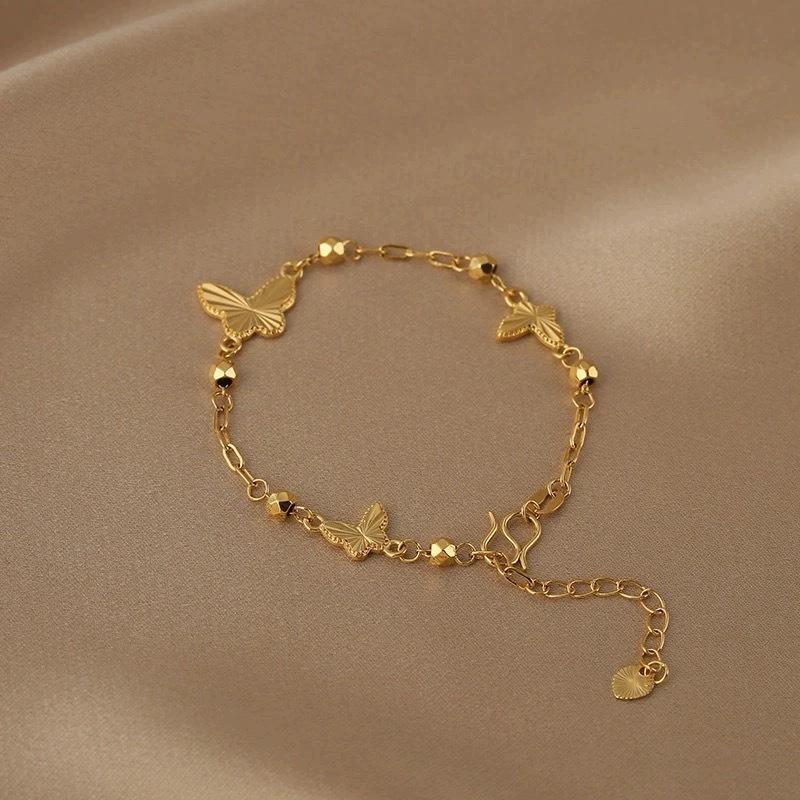 Korean Exquisite Golden Butterfly Bracelet for Women Light Luxury Shiny Zircon Elegant Bangle Party Banquet Charm Jewelry Gift 0