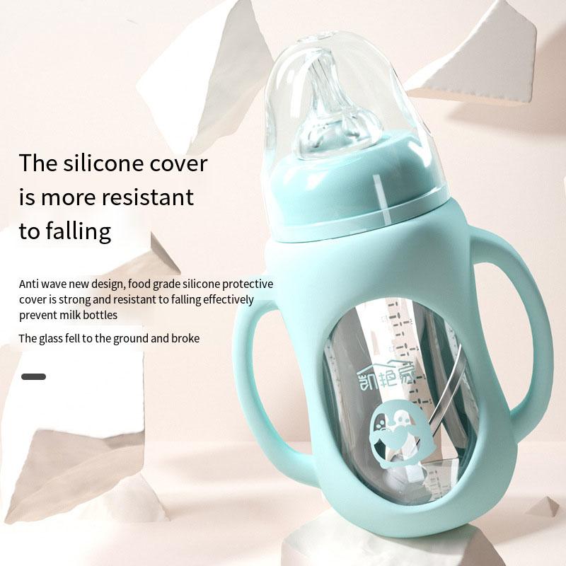 Bình Sữa Thủy Tinh Cho Trẻ Sơ Sinh Có Tay Cầm Chống Rơi Thích Hợp Cho Cho Bú Sữa Và Nước Bình Tập Bú Bình Sữa Cho Trẻ Mới Biết Đi Cho Bé