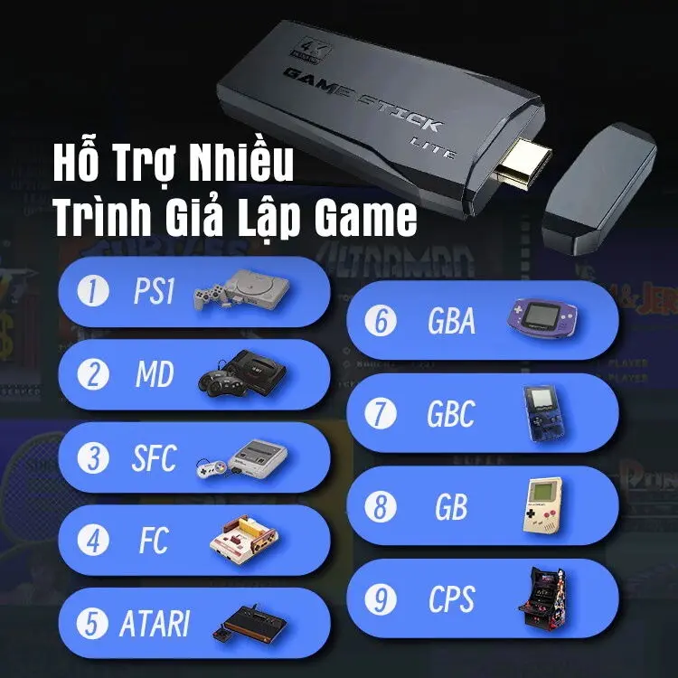 Bảng điều khiển trò chơi TV, Bộ điều khiển trò chơi TV tại nhà HDMI tay cầm đôi M8, 10.000 trình mô phỏng trò chơi 6