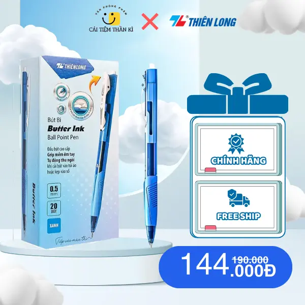 Combo 5/10/20 bút bi Thiên Long TL-095 mực xanh/đỏ/đen ngòi 0.5mm kiểu dáng hiện đại