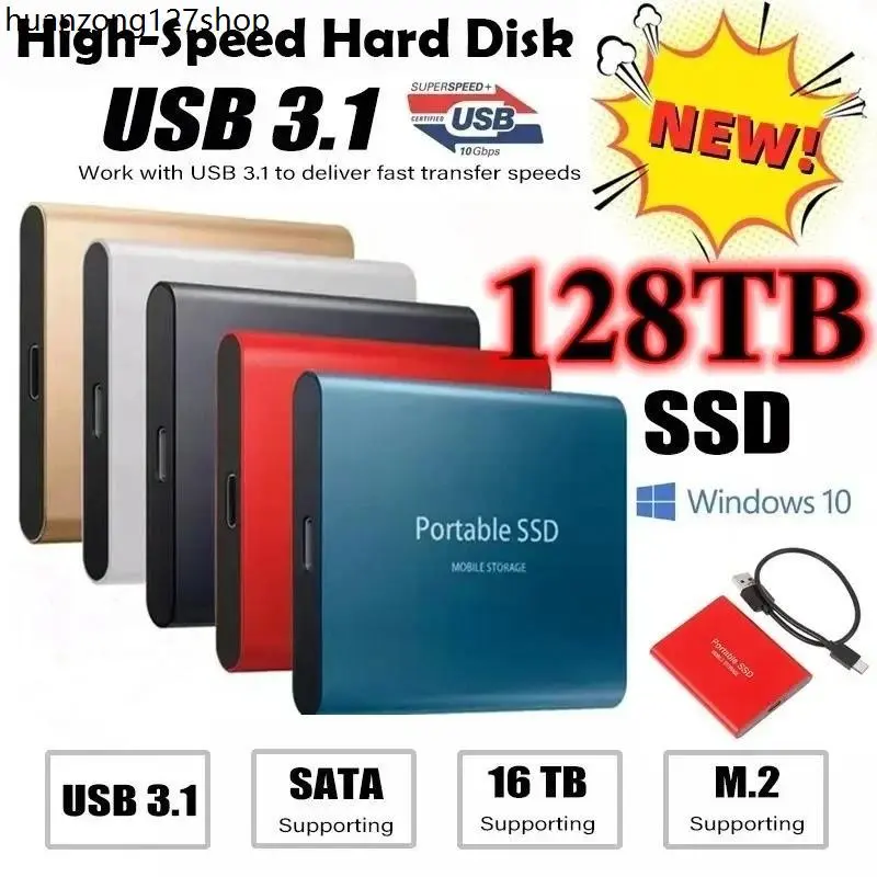 คลังสินค้า ฮาร์ดไดรฟ์โซลิดสเตท SSD 8TB 16TB 32TB 64TB 128TB ความเร็วสูง แบบพกพา สําหรับแล็ปท็อป Pc
