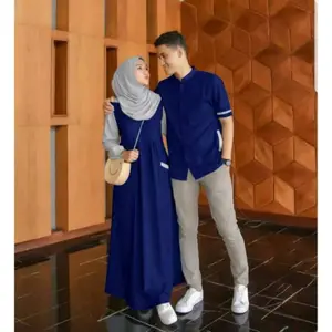gamis couple polos up to LD 120 L XL XXL Muslim Pasangan