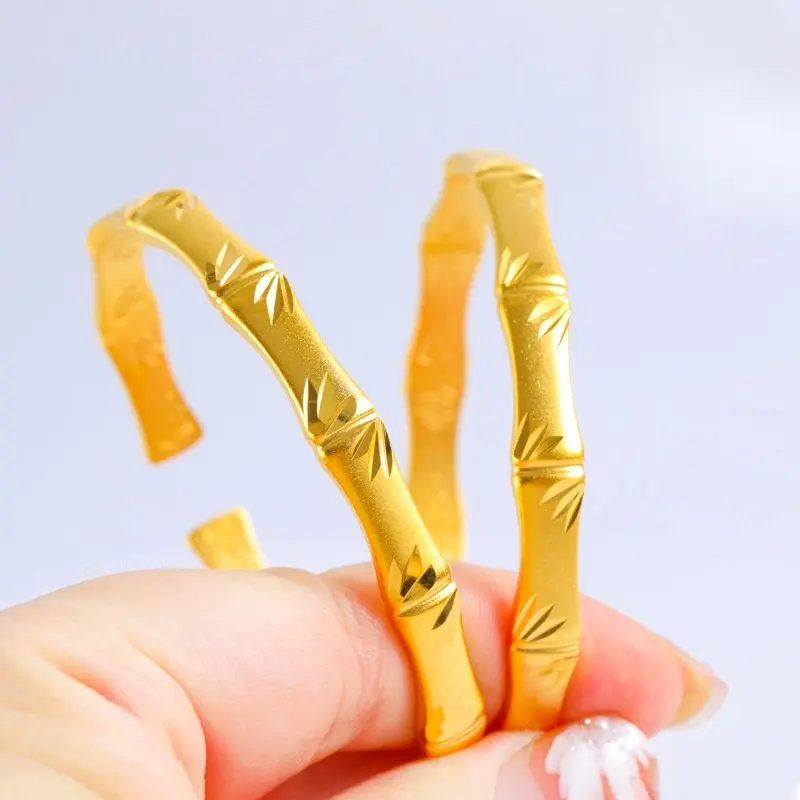 Hot-Selling Step-by-Step Bamboo Bracelet, Exquisite Craftsmanship, Ancient Method, Vietnamese Gold-Filled Open Bamboo Section business
