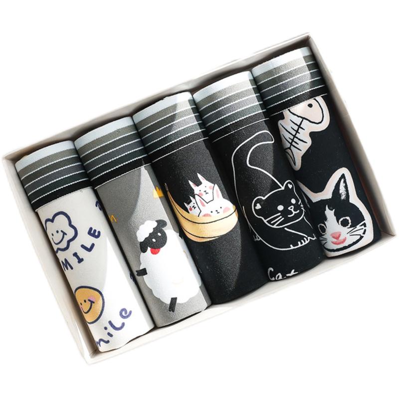 ComBo 5 Quần sịp nam hoạt hình boxer cute kiểu dáng hàn vải dày mềm mịn thoáng khí pm19 Quần Boxer Menswear Cotton Quần Lót