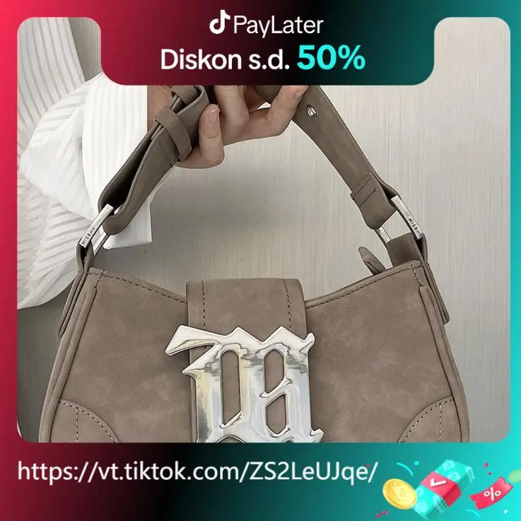 Tas Selempang Wanita Metalik Suede DMTS081 - Desain Niche, Bahu Antik, Slingbag Wanita Warna Cokelat 2025 DMTS081