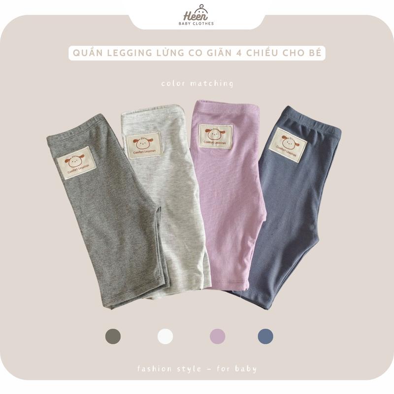 Quần Legging Lửng Cho Bé Gái, Bé Trai vải cotton co giãn 4c in hình gấu đáng yêu cho bé từ 5-18kg