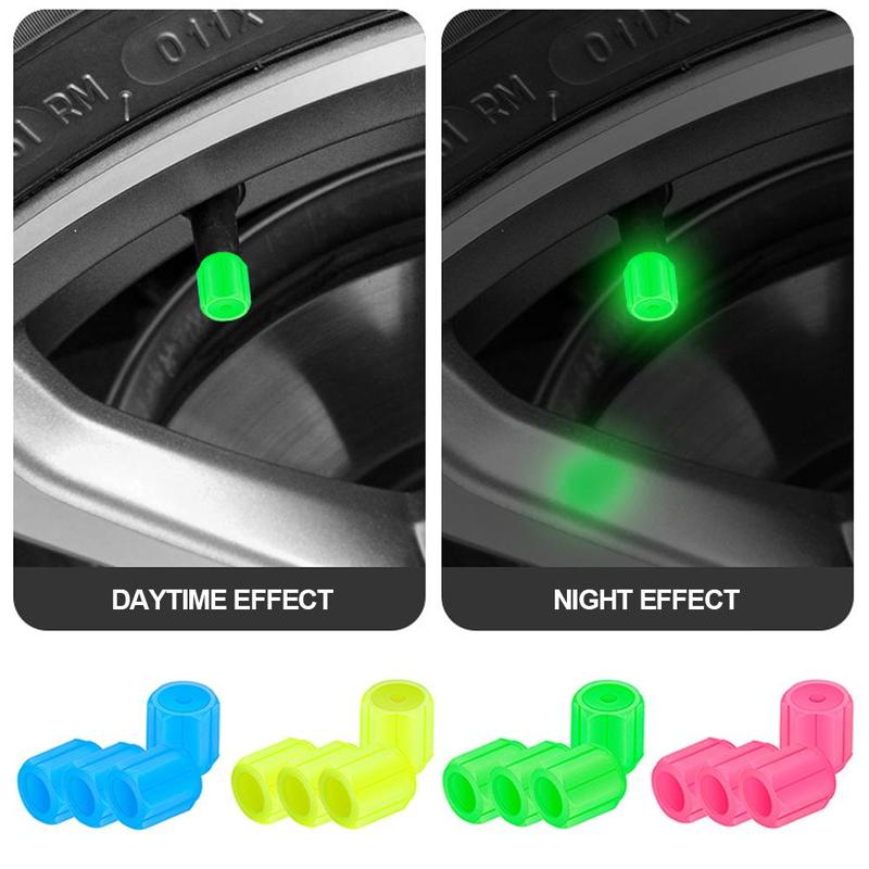 4Pcs Luminous Car Valve Cap Dust-proof Decorative Tires Tyre Stem Covers Applicable Accessories Universal Motorcycle Bike #448503 1