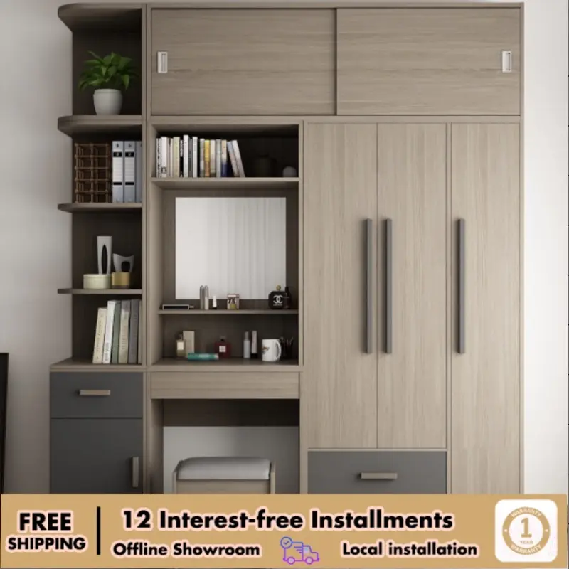 【Pre order】wardrobe combination bedroom small household with computer