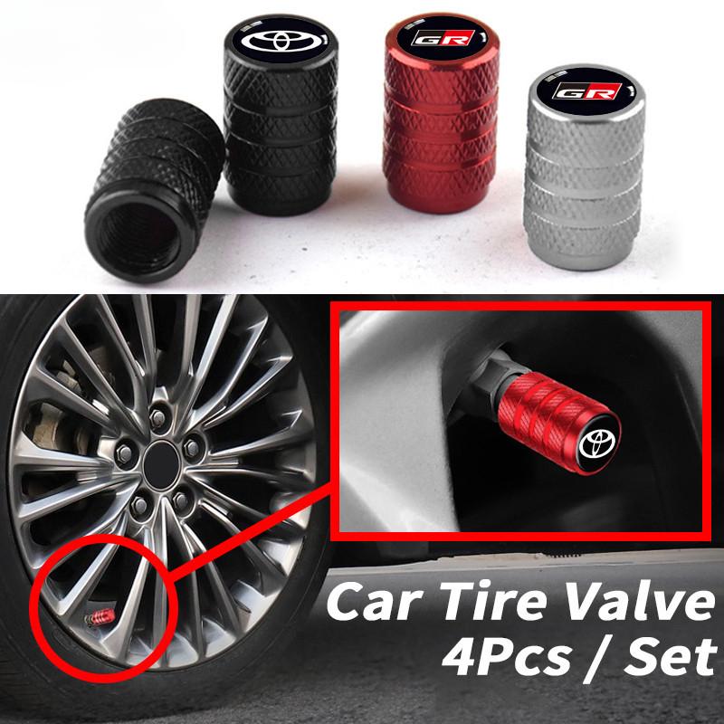 Product Introduction of 4pcs Toyota Car Tire Valve Caps Alloy Car Wheel Tire Valves Tyre Stem Air Caps Cover Tyre Nut For Toyota Vios Wish Hilux Yaris Rush GR Corolla Cross Avanza Innova Veloz Fortuner Alphard Altis Camry bZ4X RAV4 Harrier 12