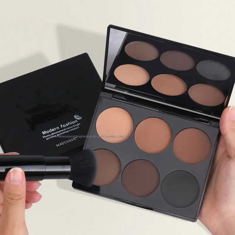 Stereoscopic Highlighting Six Colors Finishing Powder Highlighter Shadow Combo Nose Shadow Matte Side Shadow Bronzer Makeup Smooth Blend