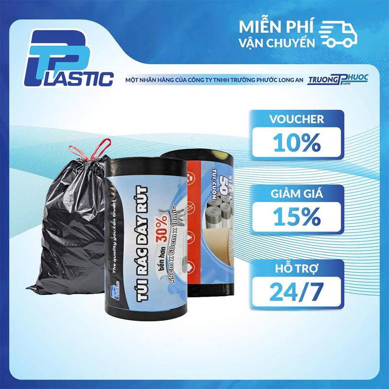Túi PP Nhựa - 50 Túi đựng rác có dây rút, túi rác dây rút TP Plastic