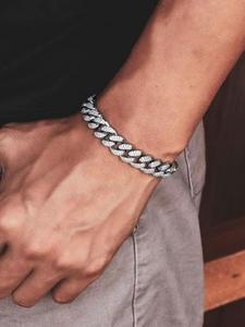 Pulsera de eslabones cubanos decorada con diamantes de imitación, Joyería de moda para fiestas, Decoración diaria de ropa, Joyería comodín y exquisita para regalo de cumpleaños