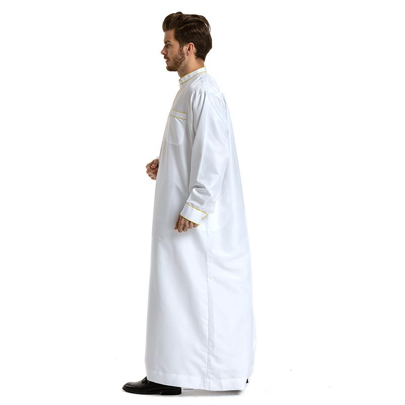 Product Introduction of European and American Hot Sale Middle East Muslim Ethnic Embroidery Long Sleeve Loose Stand Collar Robe Men 0006 22