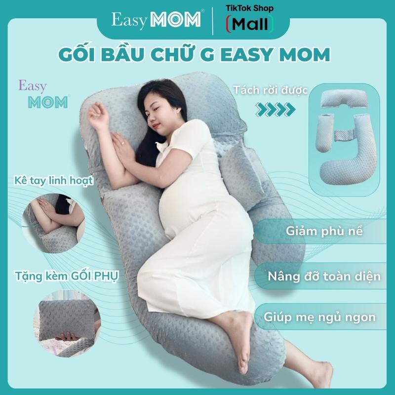 Gối bầu chữ G EASYMOM, Gối ngủ thiết kế mới chỗ để tay, nâng đỡ hỗ trợ giảm đau lưng cho bà bầu