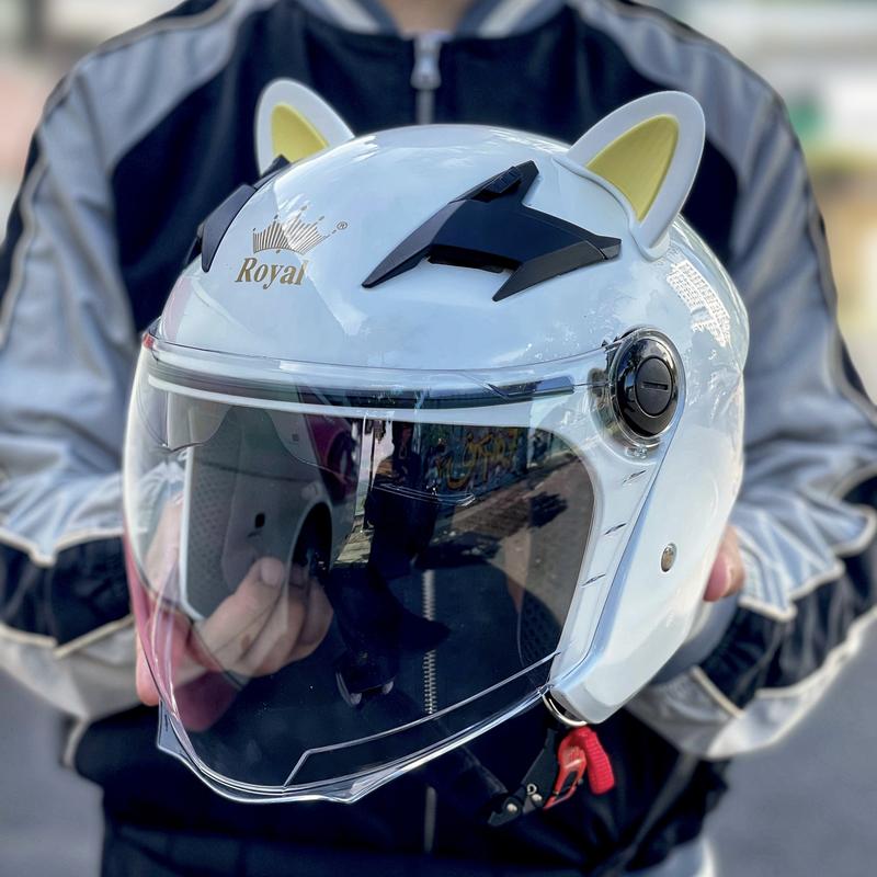 Chọn Tai Mèo và Kính Màu MŨ 3 4 2 KÍNH M268 TRẮNG BÓNG GẮN TAI MÈO CỰC ĐẸP BẢO HÀNH 12 THÁNG Nón Bảo Hiểm