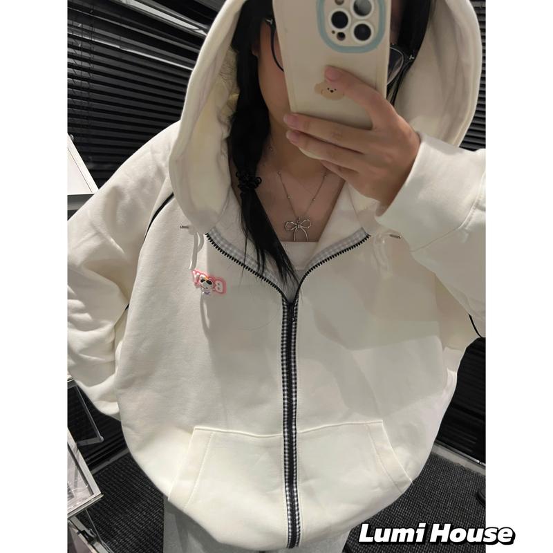 LUMI HOUSE ÁO KHOÁC HOODIE ZIP NỈ BÔNG MỀM MỊN  SẮC MÀU CUỘC SỐNG FORM RỘNG UNISEX Z1011 Jacket Women Nữ