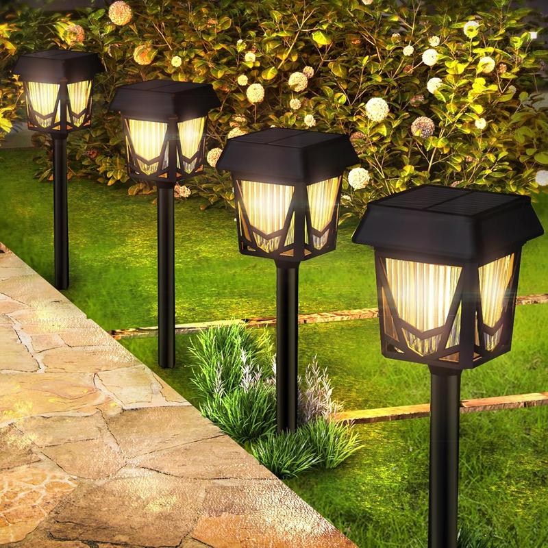 Solar Pathway Light, 6 Pack 2X Brighter Solar Lights Outdoor IP66, USB ...