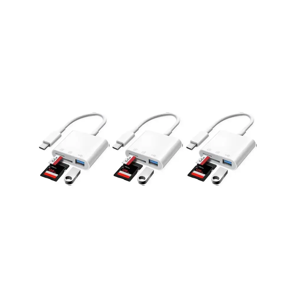 3 In 1 USB C Adapter, Portable USB/SD Card/TF Card to Type C Adapter, Multifunctional Universal USB Hubs & Card Readers