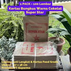(100 LBR) Kertas Bungkus Makanan Warna Cokelat Super Star | Kertas Minyak Cokelat | Bungkus Makanan