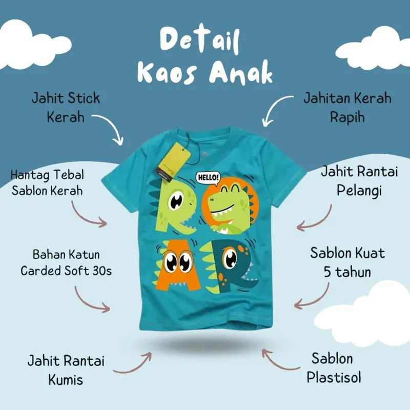 Baju Anak Laki Beko Excavator Dump Truck Cream Kaos Anak umur 1-8 tahun terbaru langsung dari konveksi motif Beko Merah bandung grosiran Perempuan Katun 4