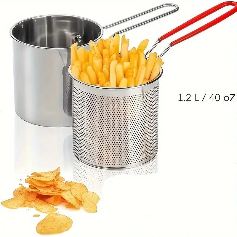 Stainless Steel Deep Frying Pot with Filter Rack, 1 Set Kitchen Cooking Tool for French Fries, Fried Chicken, Fish, Cookware Accessories for Home Dining Room Barbecue 2