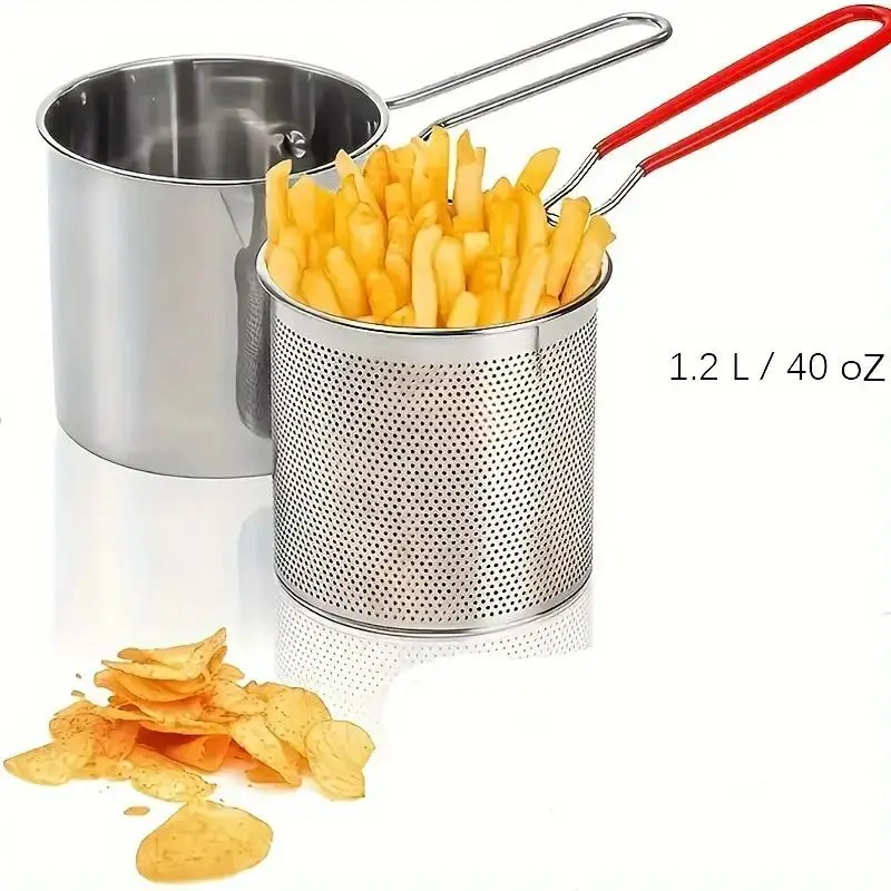 Stainless Steel Deep Frying Pot with Filter Rack, 1 Set Kitchen Cooking Tool for French Fries, Fried Chicken, Fish, Cookware Accessories for Home Dining Room Barbecue 2