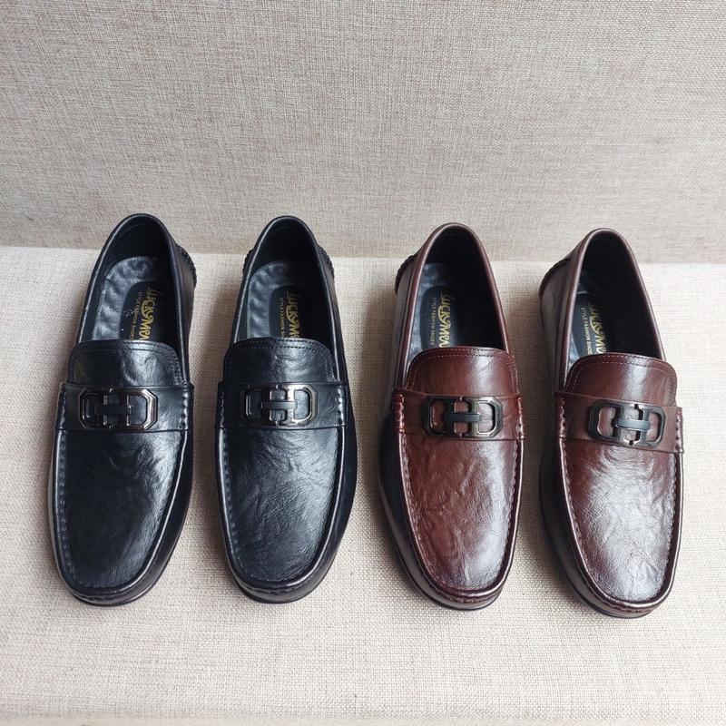 Giày Lười Da Bò Nam-Giày Mọi Nam Mũi tròn đế cao su đúc Shoes Đế Bằng giay dabo 8