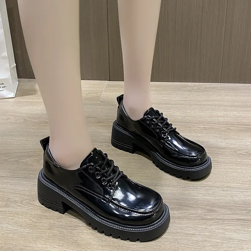 DUNIA FASHION - DF 604 Sepatu Wanita Docmart Sneakers Boots Premium Quality Black Karet Shoes 6