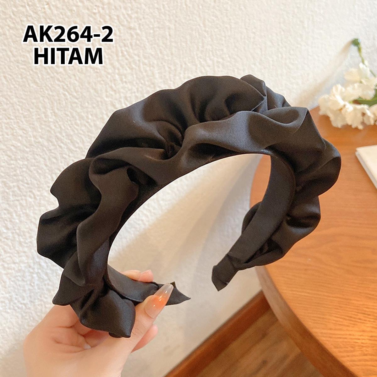 Minzo Bando Scrunchie Wanita Korea Motif Polos Bandana Headbands Kerut Ruffle Aksesoris Hiasan Rambut Dewasa Lucu