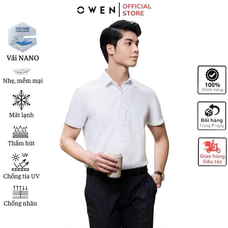 [Owen] Sơ mi Nano trắng ngắn tay Owen chính hãng form Bodyfit, Regularfit 2