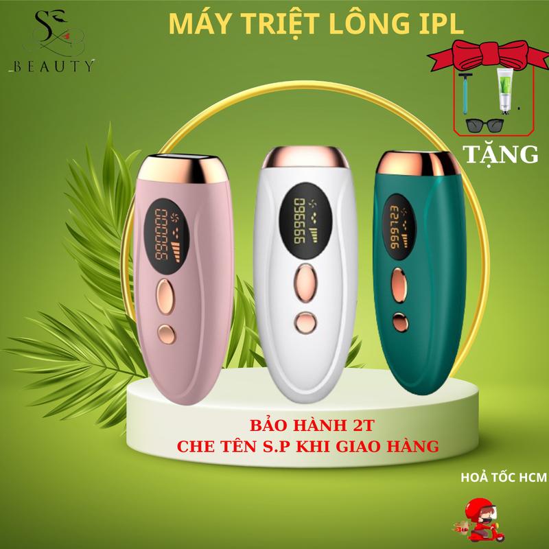 Máy tẩy lông cá nhân IPL - máy tẩy lông mini tại nhà 5 cấp độ - tặng kèm phụ kiện kính gel, phụ kiện cạo lông