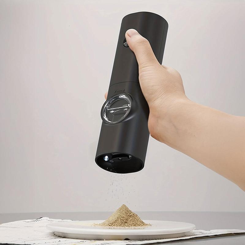 Product Introduction of Electric Pepper Mills Set without Battery, Battery Powered LED Light Adjustable Salt and Pepper Mills with Base and Brush, Kitchen Gadgets, Kitchen Accessories, Summer for Gift Seasoning Utensils 4