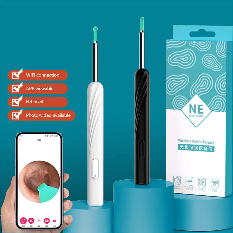 Dụng Cụ Ngoáy Tai Trực Quan Không Dây, Thông Minh, Có Thể Sạc Lại, Phát Sáng, Độ Nét Cao, Nội Soi, Làm Bằng Silicon Mềm, Muỗng Tai, Dụng Cụ Làm Sạch Ráy Tai, # 460472 1