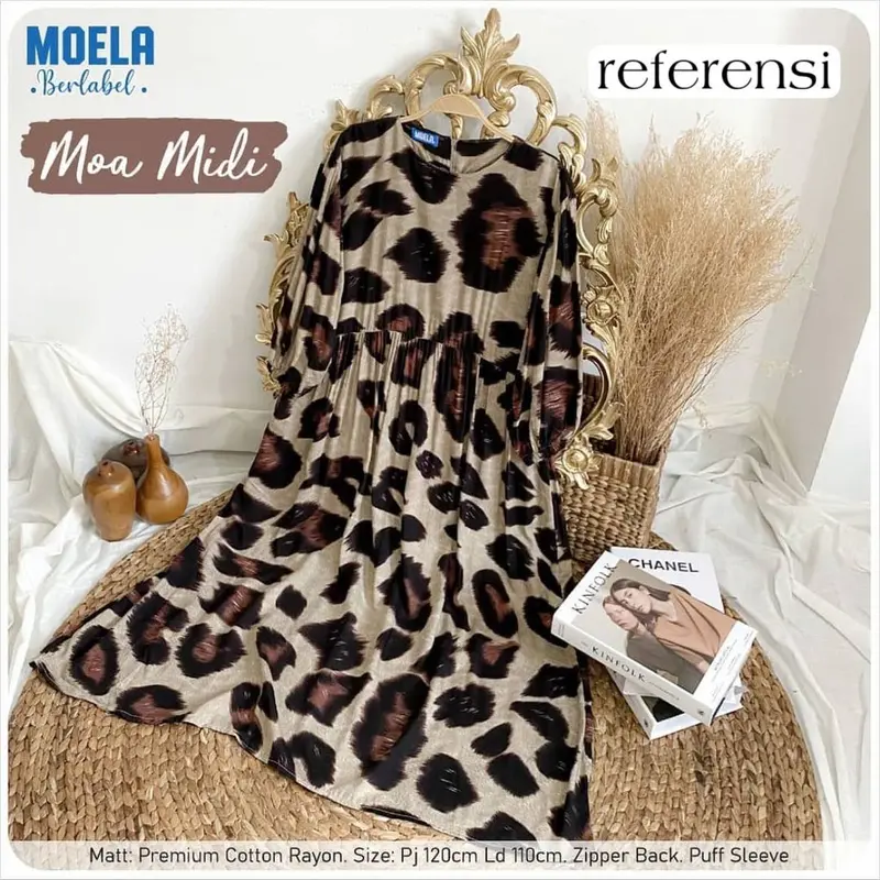 MOA MIDI DRESS - GAMIS RAYON MOTIF LEOPARD BUSUI 3